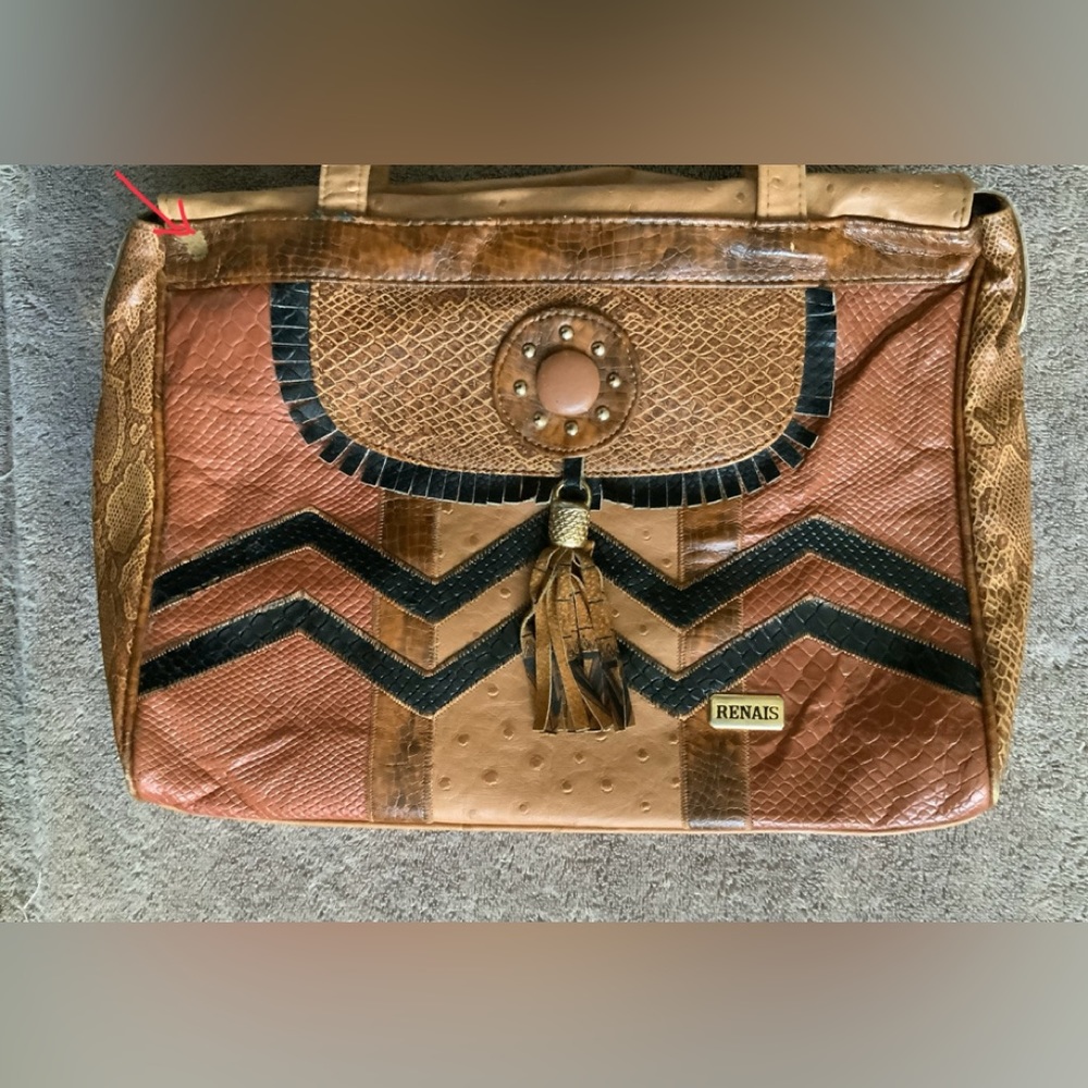 VINTAGE LEATHER SATCHEL / PURSE. - Picture 2 of 9